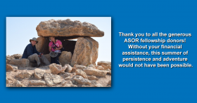 Kent Bramlett and Kristina Reed, intact dolmen at Damiyah. Photo Credit: Craig Tyson