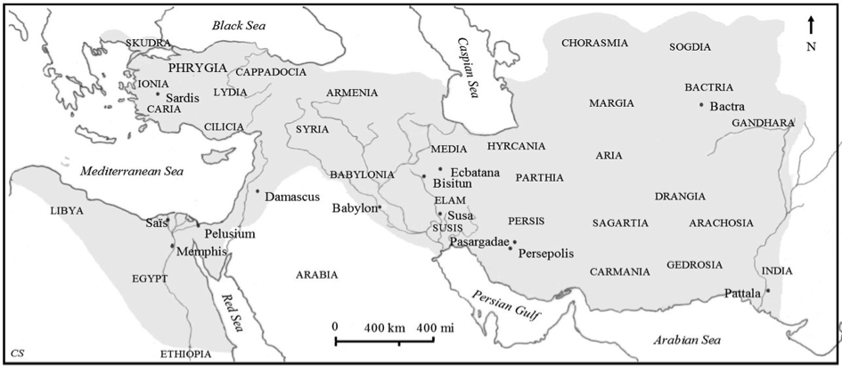 The extent of the Achaemenid Persian Empire; drawing from Semiramis� Legacy, p. 156, � Clio Stronk